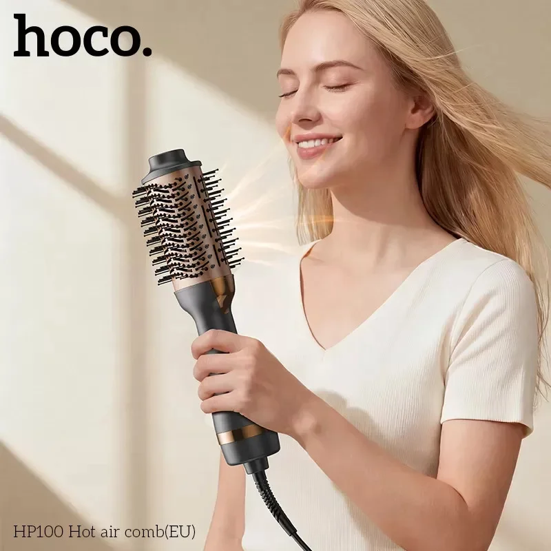 HOCO HP100 четка със сешоар 2 в 1 – сушене, изправяне и обем, 1000–1100W