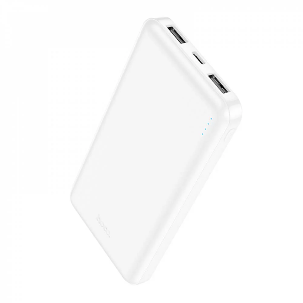 HOCO J100 Powerbank 10,000mAh High-ranking, с 3 изхода USB x 2 T-C x 1 – Бял