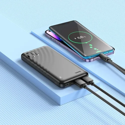 HOCO J123 Преносимо зарядно 10,000MaH USB-C/2xUSB – Черен