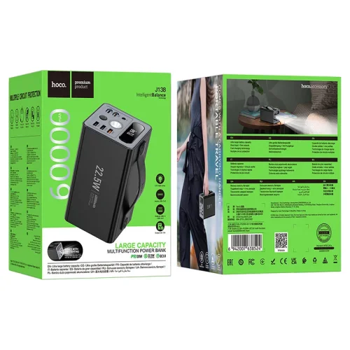 HOCO J138 Distant Power Bank 60,000mAh – 22.5W Fast Charge, PD 20W, DC 12V