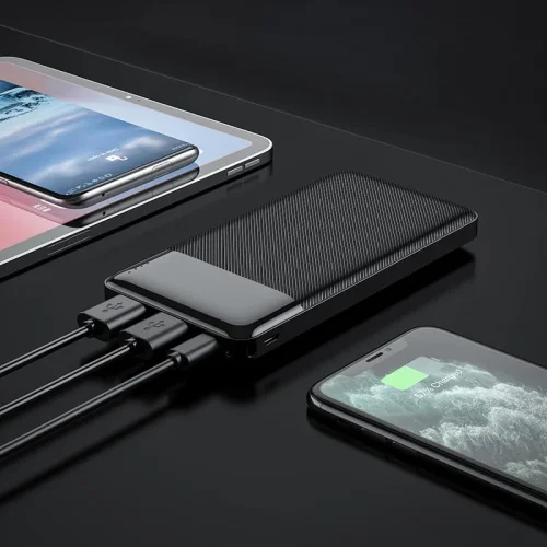 HOCO J72 Powerbank + LED индикатор с 3 изхода USB x 2 T-C x 1 10,000mAh – Бял