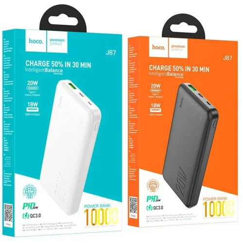 HOCO J91 Преносимо зарядно тънък Powerbank 10,000mAh – Черен
