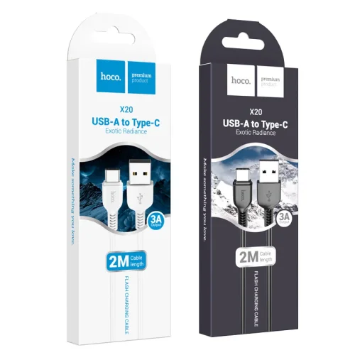 HOCO кабел X20 3A USB към Type-C (2M) – Бял