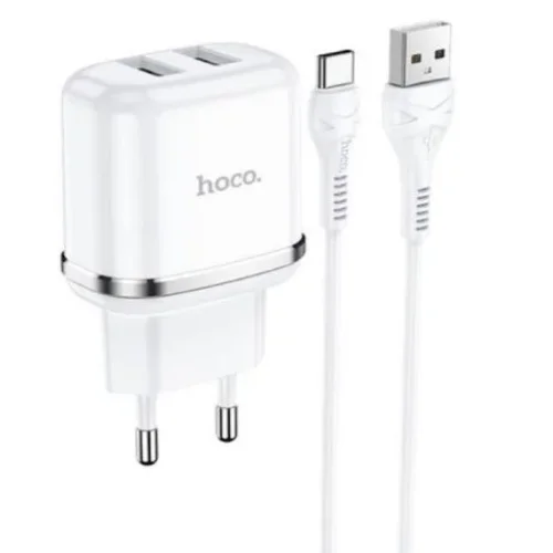 HOCO N4 двоен USB комплект за зареждане с кабел USB към TYPE-C 1M.