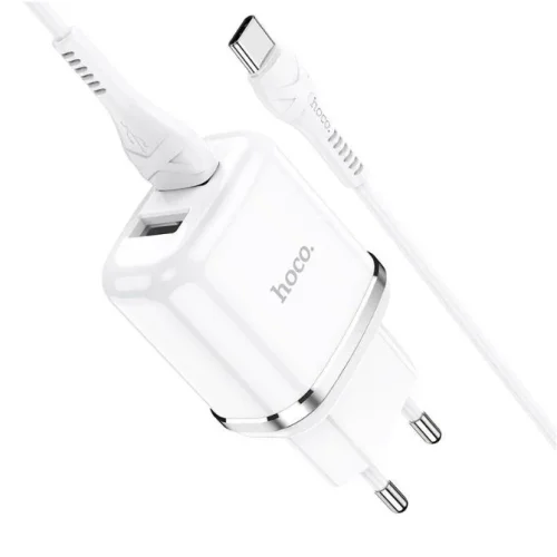 HOCO N4 двоен USB комплект за зареждане с кабел USB към TYPE-C 1M.