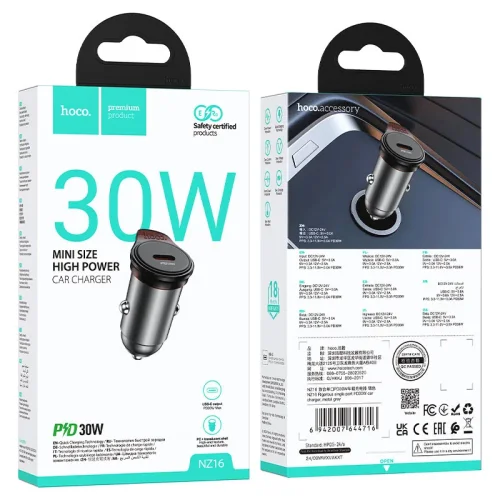 HOCO “NZ16 Rigorous” Черен – Адаптер с 1изх. PD30W 1хUSB-C