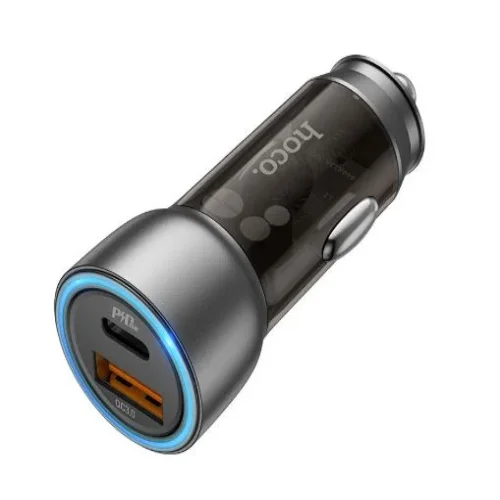 HOCO NZ8 12v. зарядно за кола 43W QC3.0USB + PD25W Dual Port – Черен