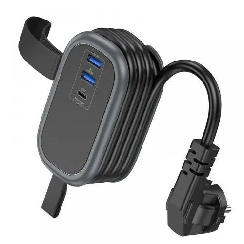 HOCO Разклонител NS6 с 1 гнездо + 2 USB порта 2.4A + 1 USB-C 4000W