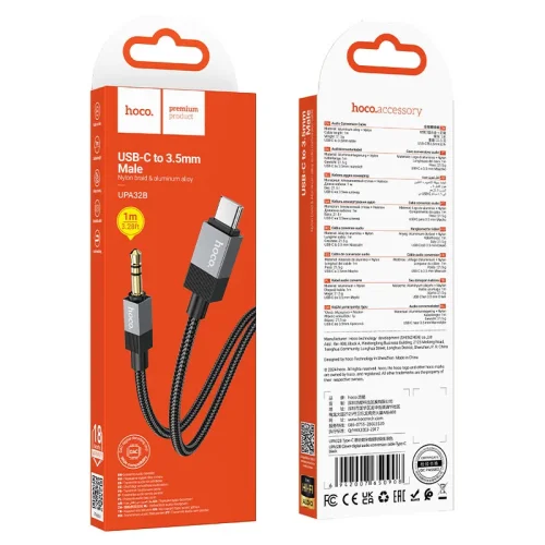 HOCO UPA32B Aux 3.5mm Към USB-C Type-C – Черен