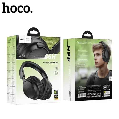 HOCO W53 Безжични / кабелни слушалки за уши с 46 часа работа (Черни)