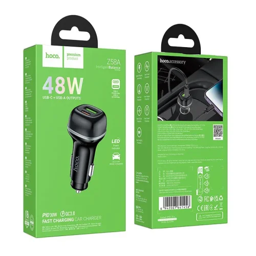 HOCO Z58A Адаптер за кола USB + USB-C PD20W + QC3.0 48W