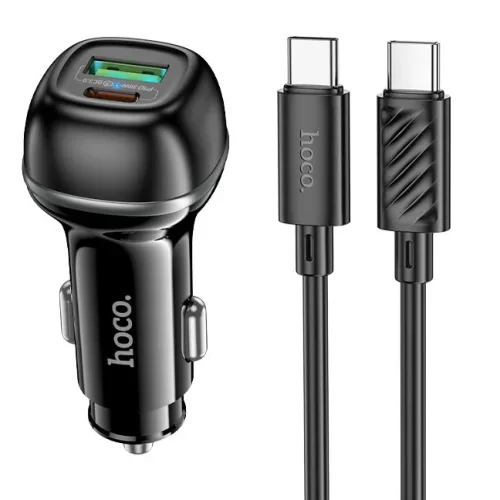 HOCO Z58A Зарядно за кола USB + USB-C PD20W + QC3.0 48W – Type-C към Lightning