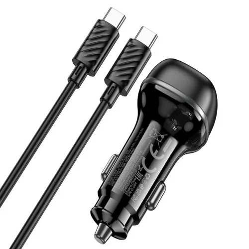 HOCO Z58A Зарядно за кола USB + USB-C PD20W + QC3.0 48W – Type-C към Lightning