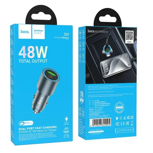 HOCO Z60 Зарядно за кола USB + USB-C PD20W + QC3.0 38W