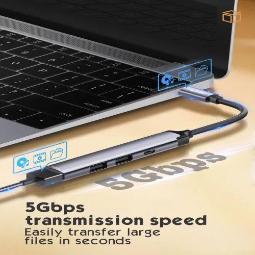 HUB LDNIO DS34C 4в1 USB-C КЪМ 3xUSB 1xUSB-C 5GB/ps