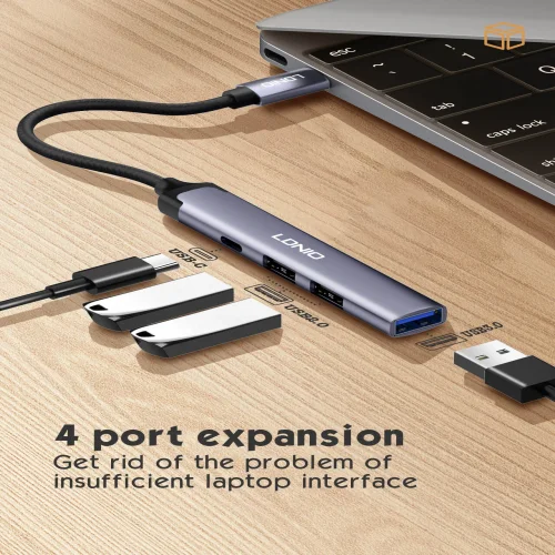 HUB LDNIO DS34C 4в1 USB-C КЪМ 3xUSB 1xUSB-C 5GB/ps