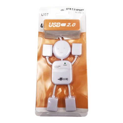 HUB Разклонител USB към USB 4 Ports 2.0 060 U07 Човече – Бял