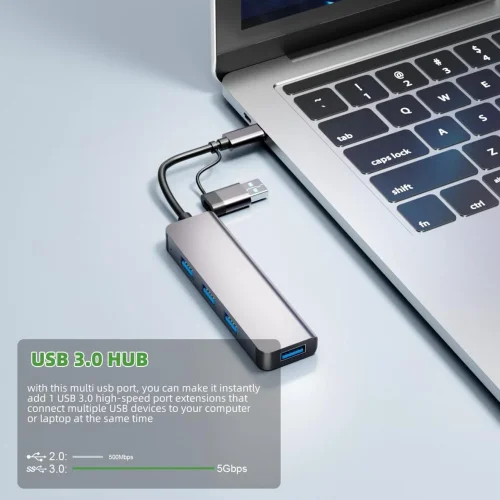 HUB S-1777 4в1 Type-C + USB КЪМ 4XUSB 3.0 5GBPS