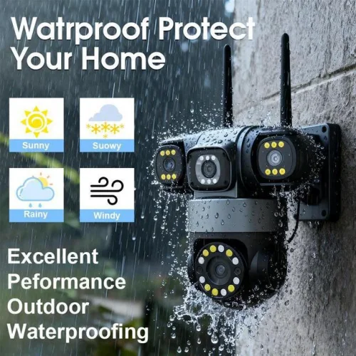 IP Камера HY-Q83R12A Wifi 6MP 1080P с 3 обектива ( APP:YOOSEE Ai ) HD 360 градуса с микрофон и високоговорител и LED светлина