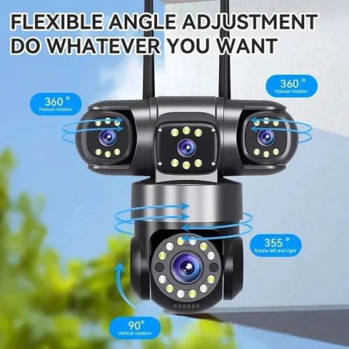 IP Камера HY-Q83R12A Wifi 6MP 1080P с 3 обектива ( APP:YOOSEE Ai ) HD 360 градуса с микрофон и високоговорител и LED светлина