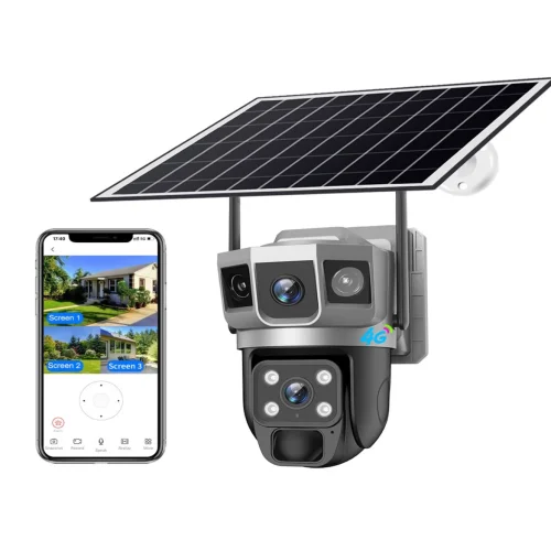 IP Солaрна Камера HY-DS022 4G SIM 6MP 1080P ( APP:V380PRO ) HD 360 градуса с микрофон и високоговорител и LED светлина