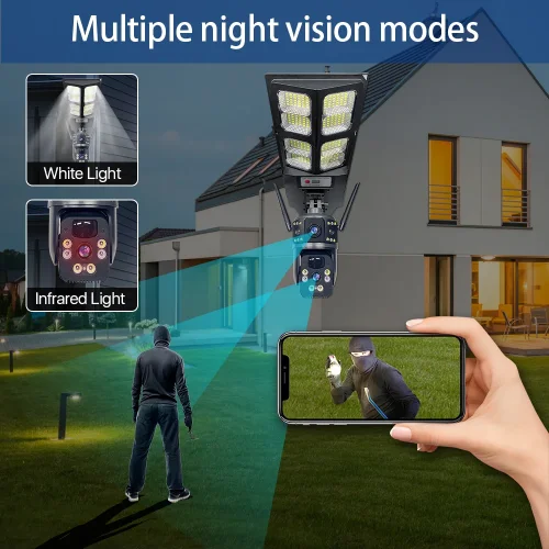 IP Солaрна Камера + LED лампа LD-004-G-H-EU 4G SIM 6MP 1080P ( APP:V380PRO ) HD 360 градуса с микрофон и високоговорител и LED светлина