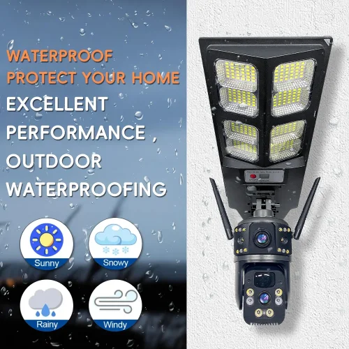 IP Солaрна Камера + LED лампа LD-004-W-H WIFI 6MP 1080P ( APP:V380PRO ) HD 360 градуса с микрофон и високоговорител и LED светлина