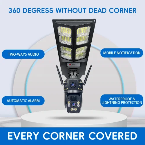 IP Солaрна Камера + LED лампа LD-004-W-H WIFI 6MP 1080P ( APP:V380PRO ) HD 360 градуса с микрофон и високоговорител и LED светлина