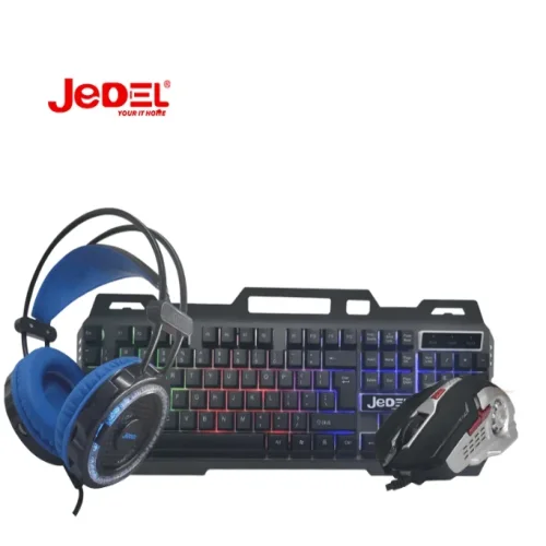 JEDEL Комбо 3 в 1 CP-02 светеща RGB клавиатура с мишка, слушалки