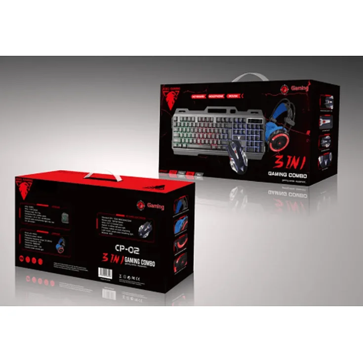 JEDEL Комбо 3 в 1 CP-02 светеща RGB клавиатура с мишка, слушалки