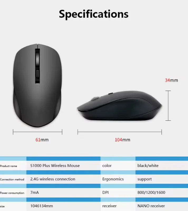 JEDEL WD156 Dual Mode Безжична Мишка – Bluetooth / 2.4G, Тиха, 300mAh Презареждаема, 1600 DPI, Сива / Черна