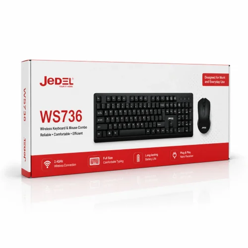 JEDEL WS736 Комплект Клавиатура и Мишка – 2.4GHz, Plug & Play