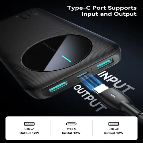 Joyroom PBF12 2.4A LED Преносима Батерия 10,000mAh 2xUSB 1USB-C IN/OUT