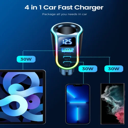 JOYROOM Разклонител за запалка JR-CL21 с 1 гнездо, 1 USB и 2 USB-C 12V/24V 150W