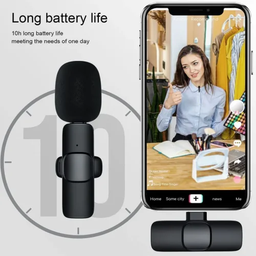 K9 Двоен (Lightning) безжичен микрофон за всички iPhone, iPad, Mac Lightning устройства за запис|Plug and Play
