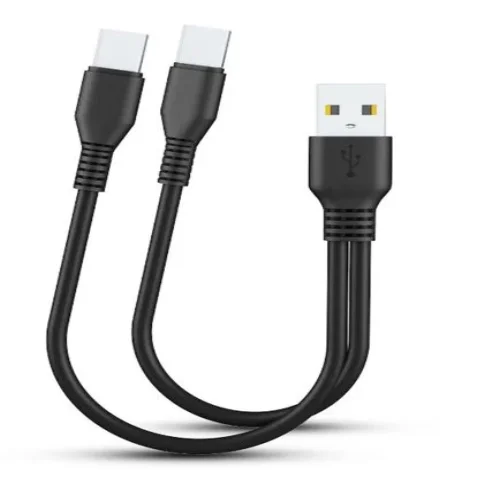 Кабел 2в1 USB към 2*Type-C (0.25M) – Черен