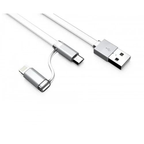 Кабел LDNIO LC84 2в1 2.1A Micro USB + iPhone – Сив