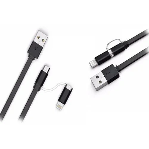 Кабел LDNIO LC84 2в1 2.1A Micro USB + Lightning – Черен