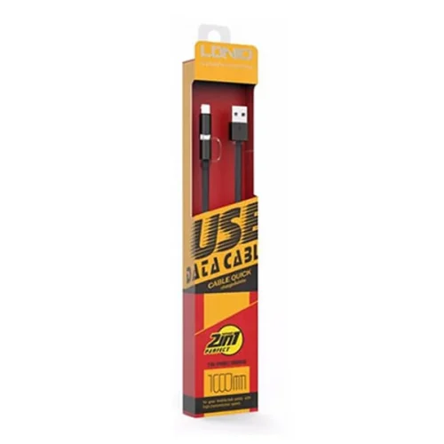 Кабел LDNIO LC84 2в1 2.1A Micro USB + Lightning – Черен