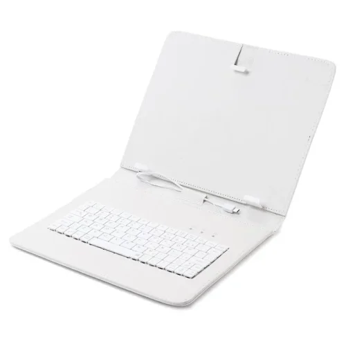 Калъф с клавиатура за таблети 7 инча – micro USB с щипки – Бял