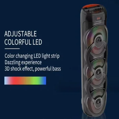 Караоке Bluetooth тонколона Sing-E ZQS10302 – 3 x 10″, 75W, RGB LED, безжичен микрофон, USB/TF/FM