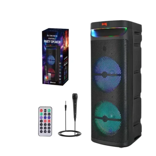 Караоке тонколона инча CH-1021 10″x2 | 40W, LED RGB, Микрофон