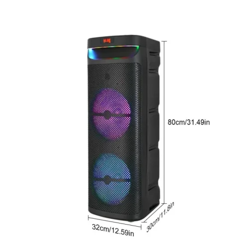 Караоке тонколона инча CH-1021 10″x2 | 40W, LED RGB, Микрофон
