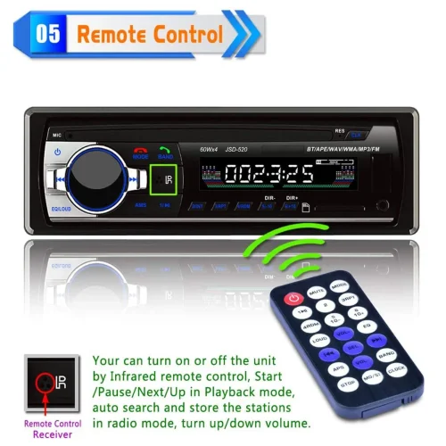 Касетофон за кола JSD-520 240W. със Bluetooth/Радио/Mp3/USB/SD