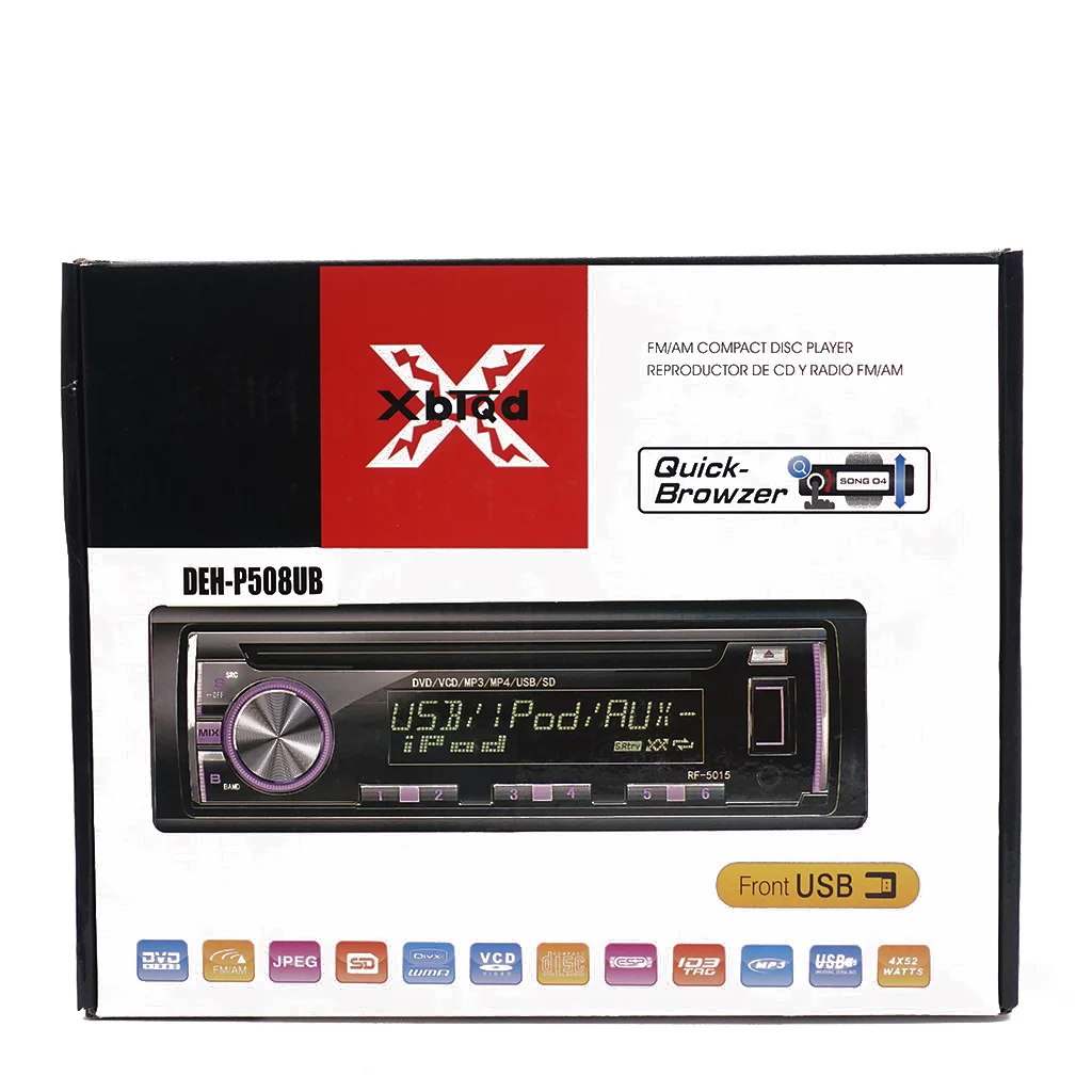 Касетофон за кола със 4″ Дисплей – P508UB + Евро букса / Радио / Mp3/ USB / SD