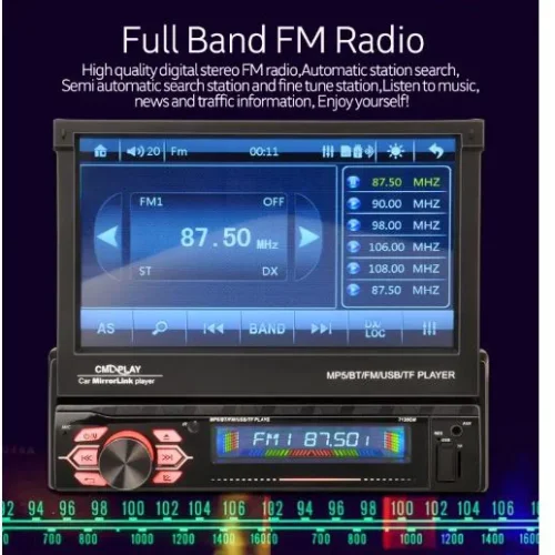 Касетофон за кола със 7″ Дисплей- 7130 + Евро букса MP5 Bluetooth / Радио / Mp3/ USB / SD