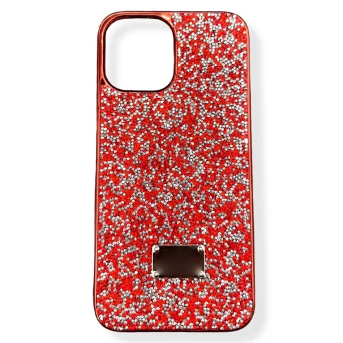 Кейс за телефон с камъни D130 за iPhone 13 Pro Max (Червен)