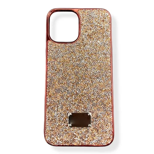 Кейс за телефон с камъни D130 за iPhone 13 Pro Max (Rose Gold)