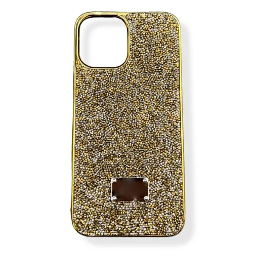 Кейс за телефон с камъни D130 за iPhone 13 Pro (Златист)