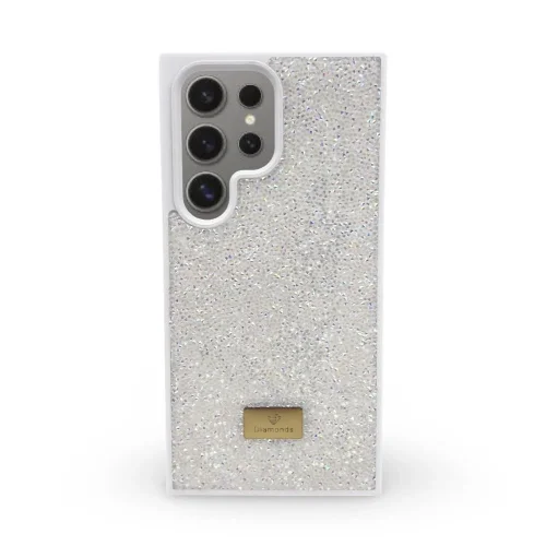 Кейс за телефон с камъни D130 за iPhone 15 Pro Max (Бял)